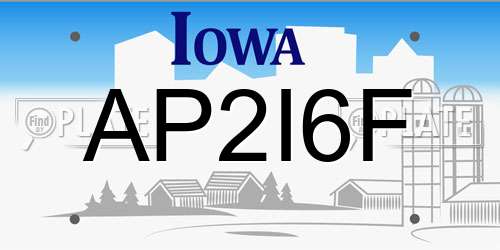 AP2I6F Iowa License Plate