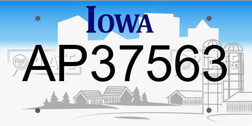 AP37563 Iowa License Plate