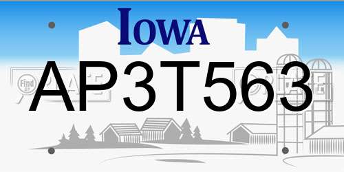 AP3T563 Iowa License Plate