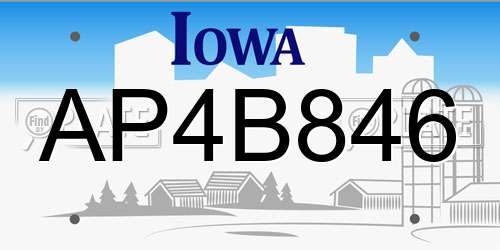 AP4B846 Iowa License Plate