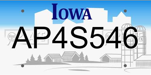AP4S546 Iowa License Plate