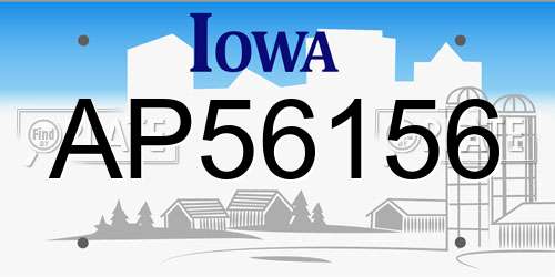 AP56156 Iowa License Plate