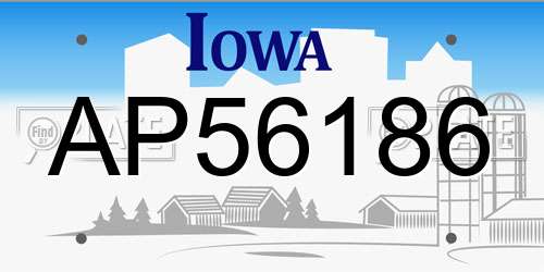 AP56186 Iowa License Plate