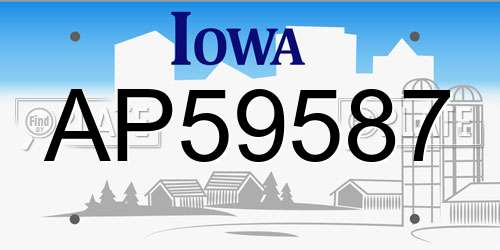 AP59587 Iowa License Plate