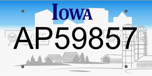 AP59857 Iowa License Plate