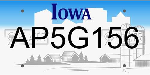AP5G156 Iowa License Plate