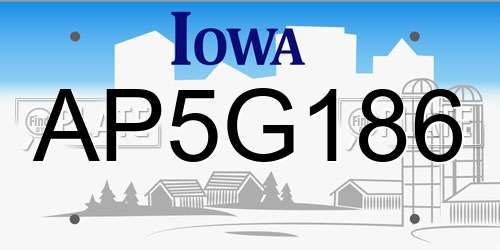 AP5G186 Iowa License Plate