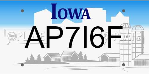 AP7I6F Iowa License Plate