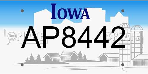 AP8442 Iowa License Plate