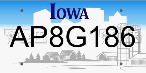 AP8G186 Iowa License Plate