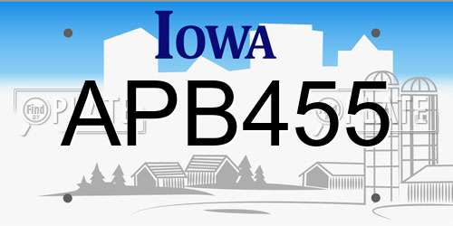 APB455 Iowa License Plate