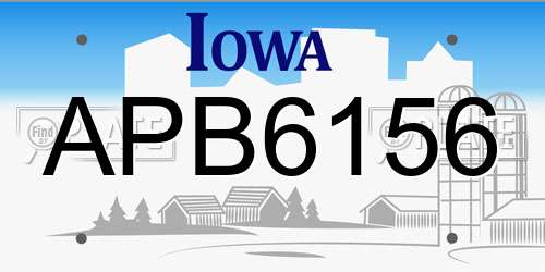 APB6156 Iowa License Plate