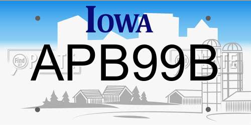 APB99B Iowa License Plate