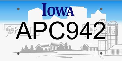 APC942 Iowa License Plate
