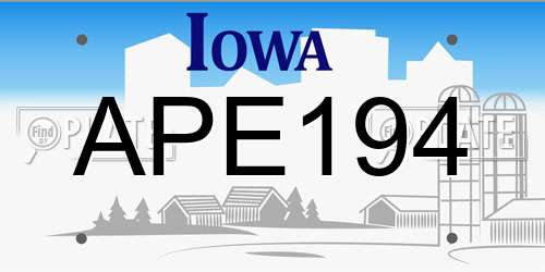 APE194 Iowa License Plate