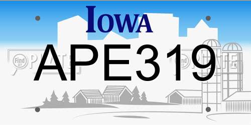 APE319 Iowa License Plate