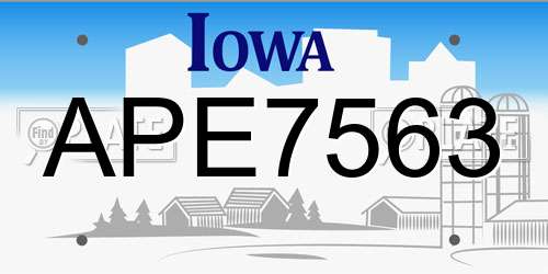 APE7563 Iowa License Plate