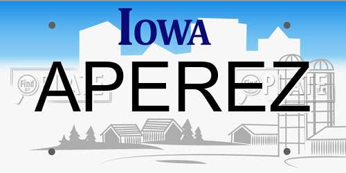 APEREZ Iowa License Plate