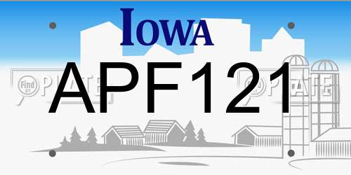 APF121 Iowa License Plate