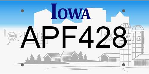 APF428 Iowa License Plate