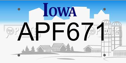 APF671 Iowa License Plate