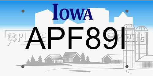 APF89I Iowa License Plate