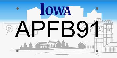 APFB91 Iowa License Plate