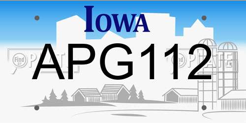 APG112 Iowa License Plate