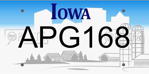 APG168 Iowa License Plate
