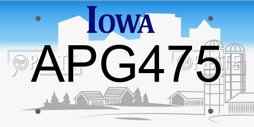 APG475 Iowa License Plate