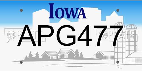 APG477 Iowa License Plate