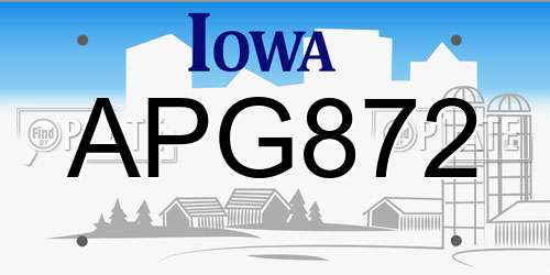 APG872 Iowa License Plate