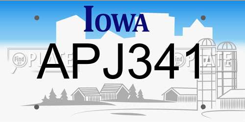 APJ341 Iowa License Plate