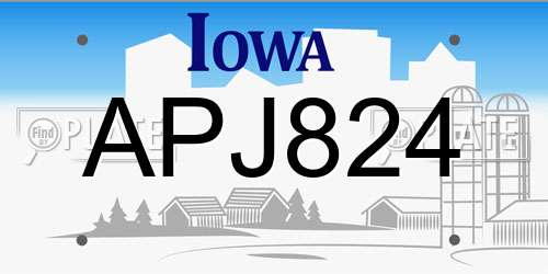 APJ824 Iowa License Plate