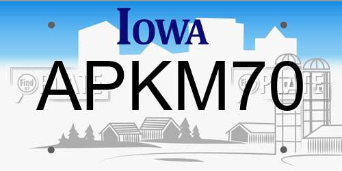 APKM70 Iowa License Plate