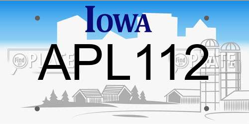 APL112 Iowa License Plate