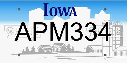 APM334 Iowa License Plate