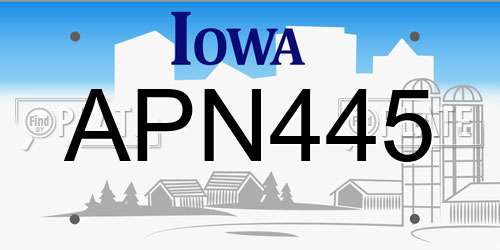 APN445 Iowa License Plate
