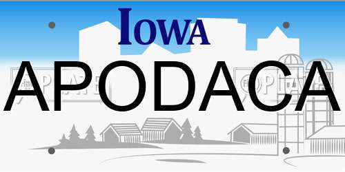 APODACA Iowa License Plate