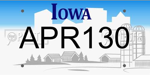 APR130 Iowa License Plate