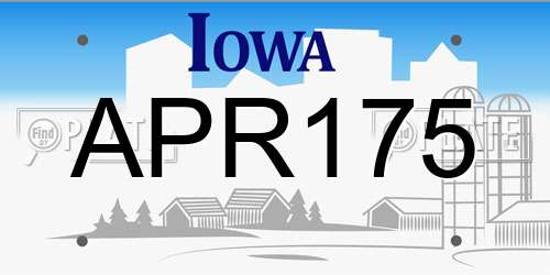APR175 Iowa License Plate