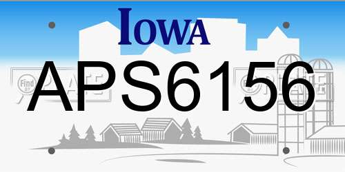 APS6156 Iowa License Plate