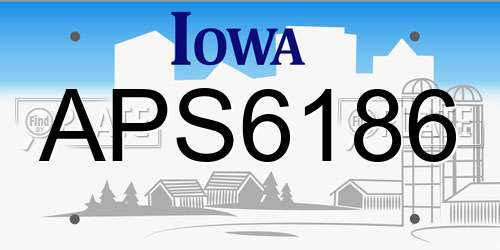 APS6186 Iowa License Plate