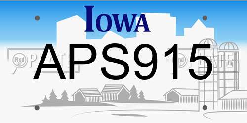 APS915 Iowa License Plate