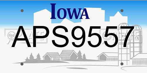 APS9557 Iowa License Plate