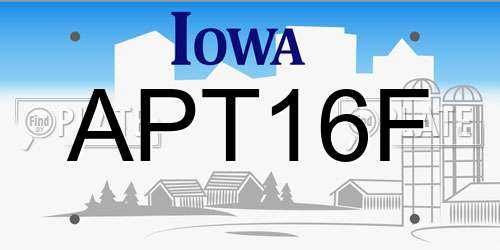 APT16F Iowa License Plate
