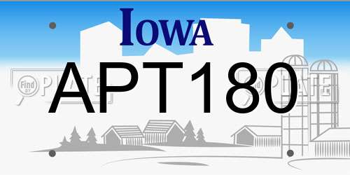 APT180 Iowa License Plate