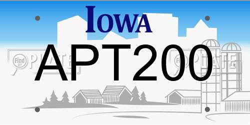 APT200 Iowa License Plate