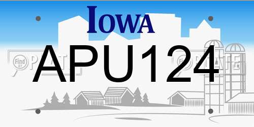 APU124 Iowa License Plate