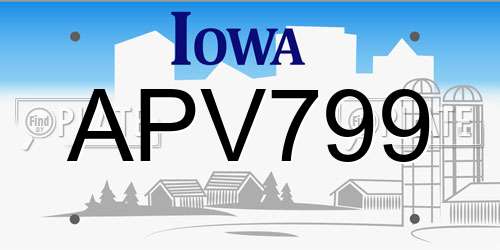 APV799 Iowa License Plate